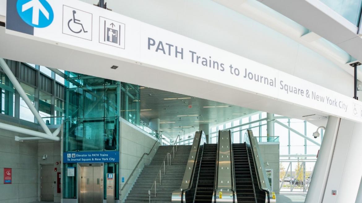 PATH train station with escalators