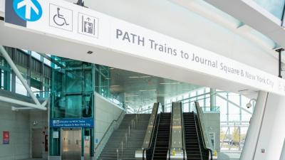 PATH train station with escalators